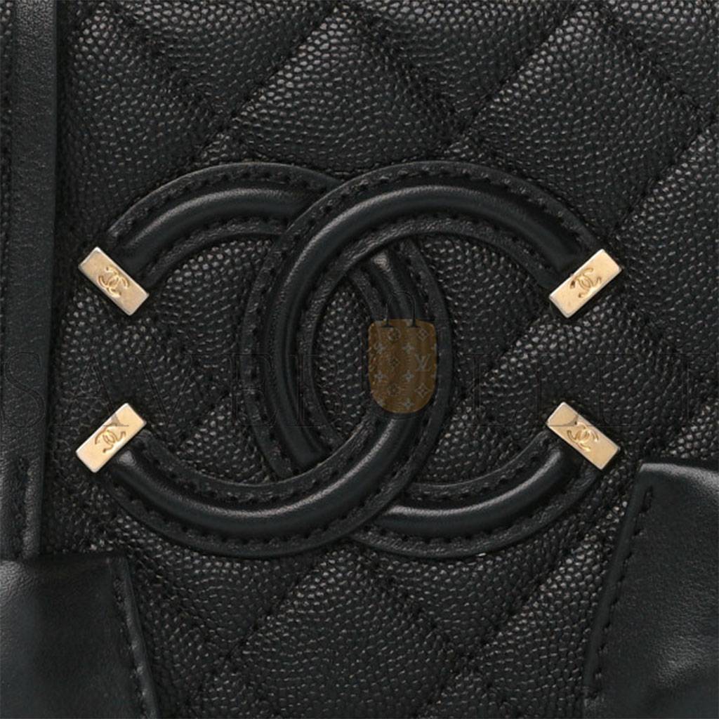 CHANEL CAVIAR QUILTED SMALL FILIGREE VANITY CASE BLACK (16*13*7cm)